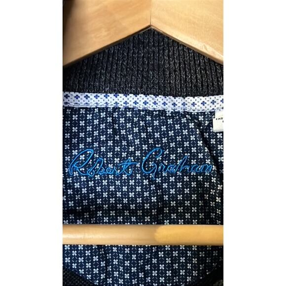 ROBERT GRAHAM Desmond Quarter Zip‎ Pullover Cotton MEDIUM Sweater Charcoal - Picture 3 of 6